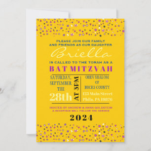 Arbre de vie Abstact Bat mitzvah Invitation Or
