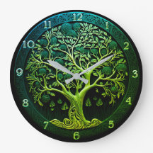 Arbre de vie en grande horloge verte