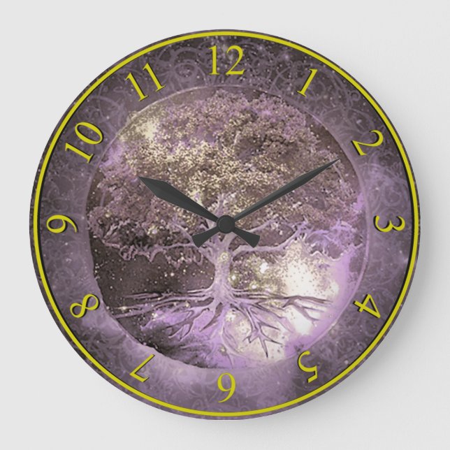 Arbre de vie Horloge violet et or (Recto)