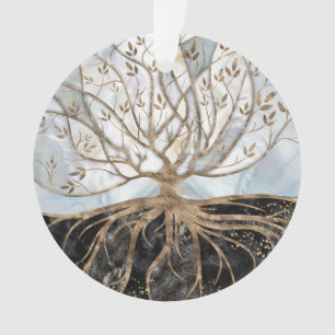 Arbre de vie - Le marbre perle, or et noir