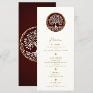Arbre de Vie Menu de Mariage Celtique Rustique Rou