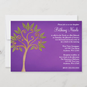 Arbre de vie tourbillonne Purple Invitations Bat m