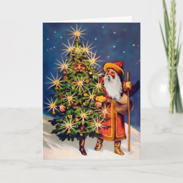 Arbre de vie victorien et carte de Noël Père Noël