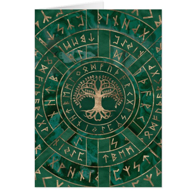 Arbre de vie - Yggdrasil et Futhark - Malachite (Devant)