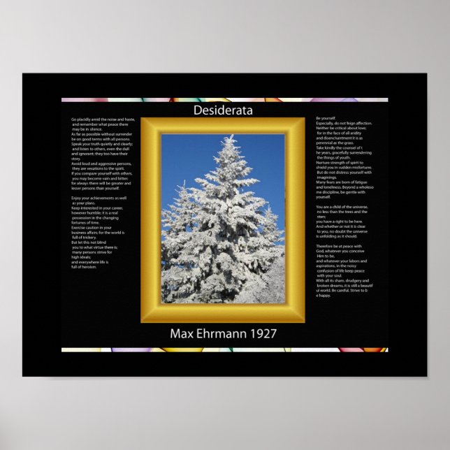 Arbre DESIDERATA En Neige Blanche Affiches (Devant)