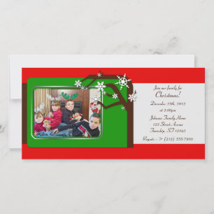Arbre d'hiver Famille Photo Invitations de Noël