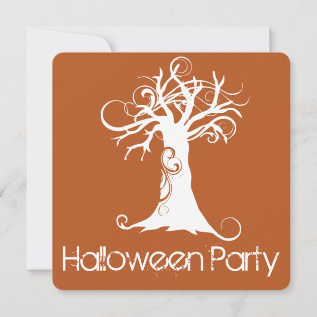 Arbre d'horreur Orange Halloween Party Invitation (Devant)