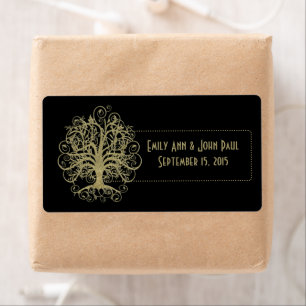 Arbre doré sur Noir avec des Étiquettes à points