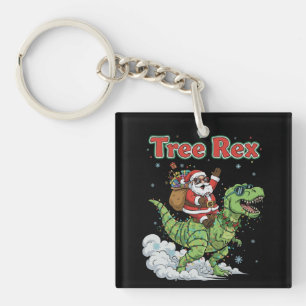 Arbre drôle Rex Père Noël chevauchant dinosaure T-