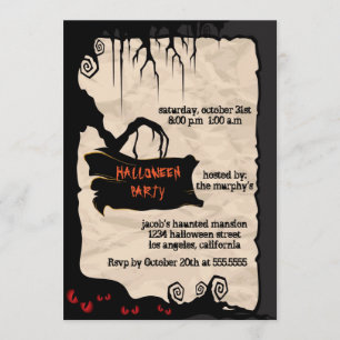 Arbre éffrayant - Invitation de la fête d'Hallowee
