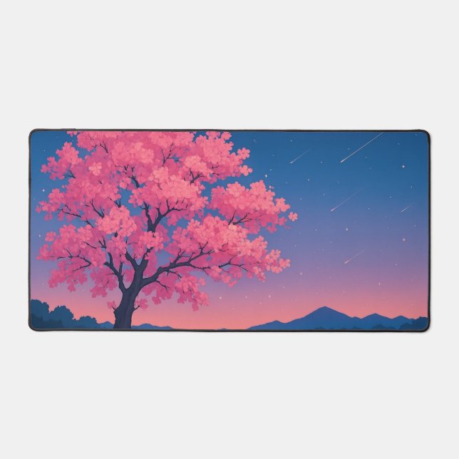 Arbre en fleurs roses au crépuscule (Recto)