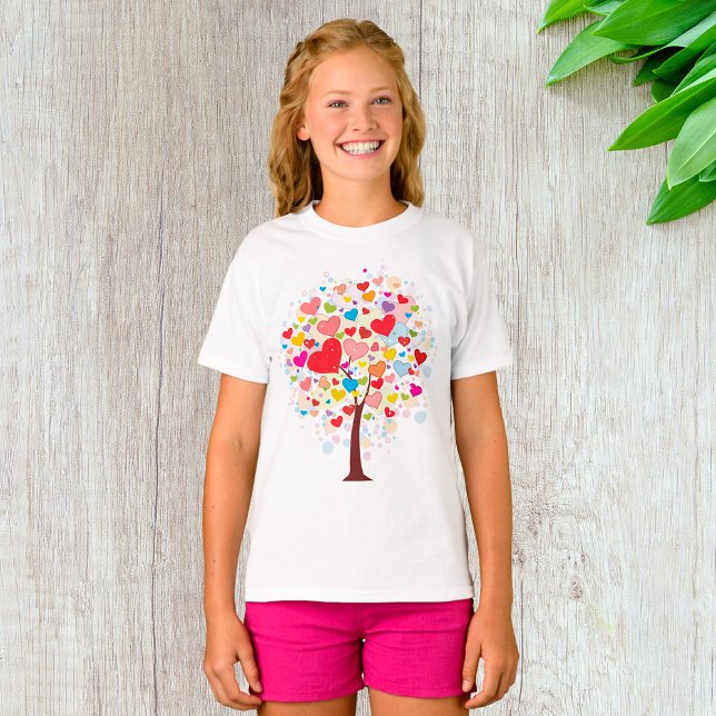 Arbre En Forme De Coeur Feuille Filles T-shirt (Créateur téléchargé)