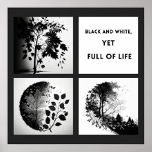 Arbre et feutre noirs et blancs - affiche original