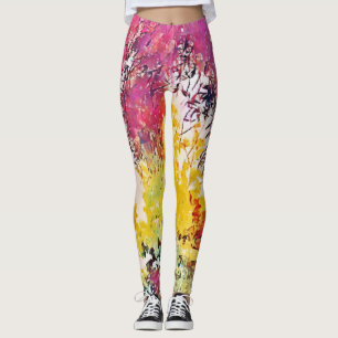 Arbre Fleurs Artsy Style Floral Leggings