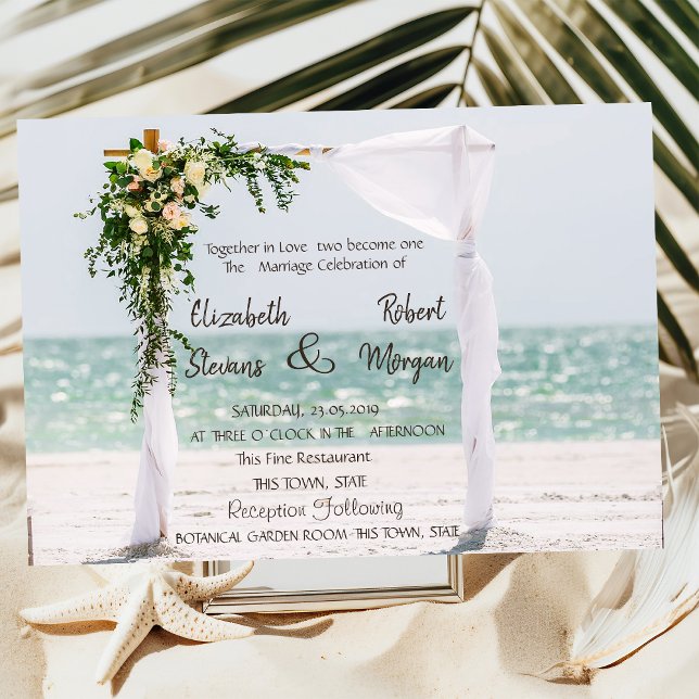 Arbre Fleurs  Mariage sur la Plage  Faire-Part de  (Créateur téléchargé)