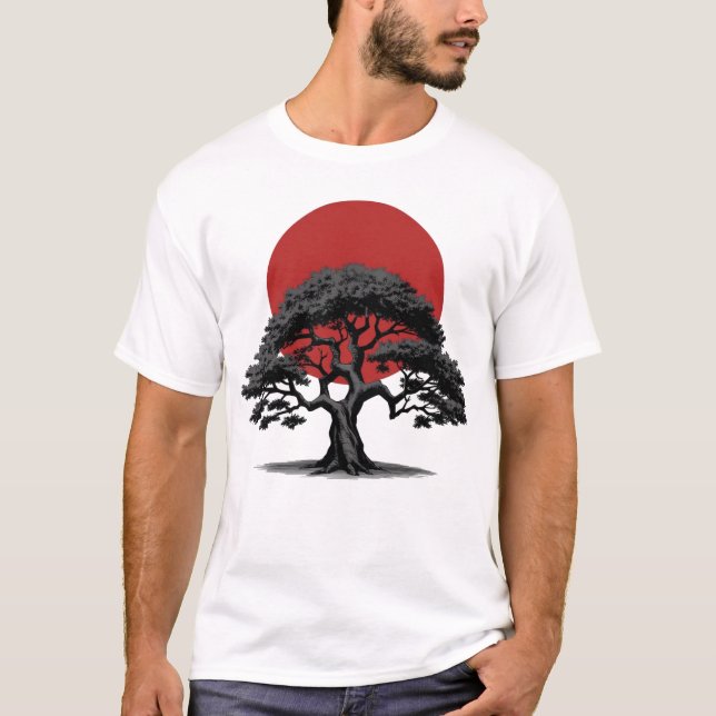 Arbre foncé de style manga avec T-shirt Soleil Rou (Devant)