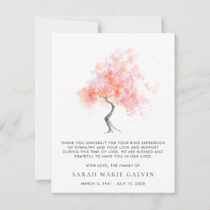 Arbre funéraire moderne Carte de remerciements d'a