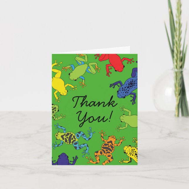 Arbre grenouilles mignonne Merci enfant Cartes sta (Devant)