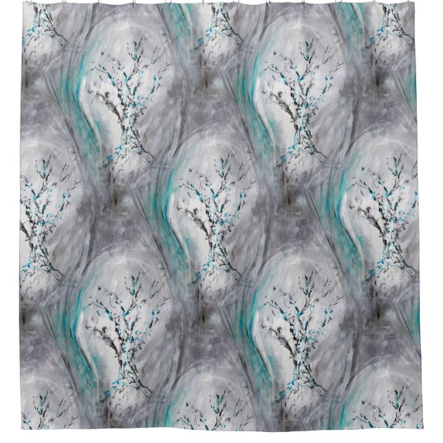 Arbre Impression Aqua rideau de douche gris Turquo (Devant)