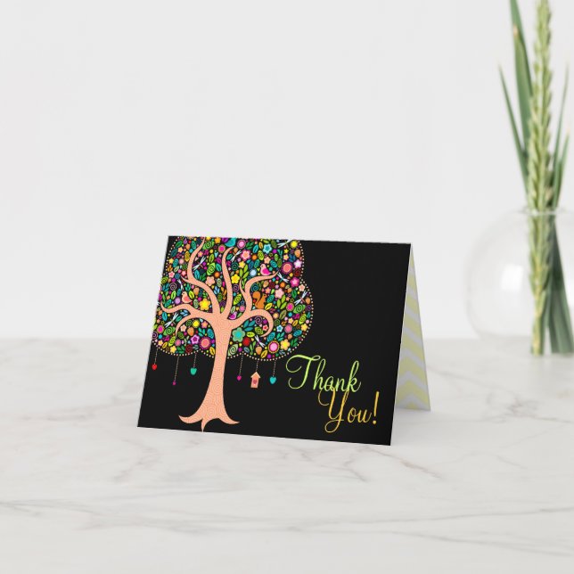 Arbre lunaire - Carte de remerciements personnalis (Devant)