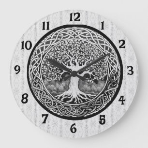 Arbre noir et blanc de la vie Grande horloge