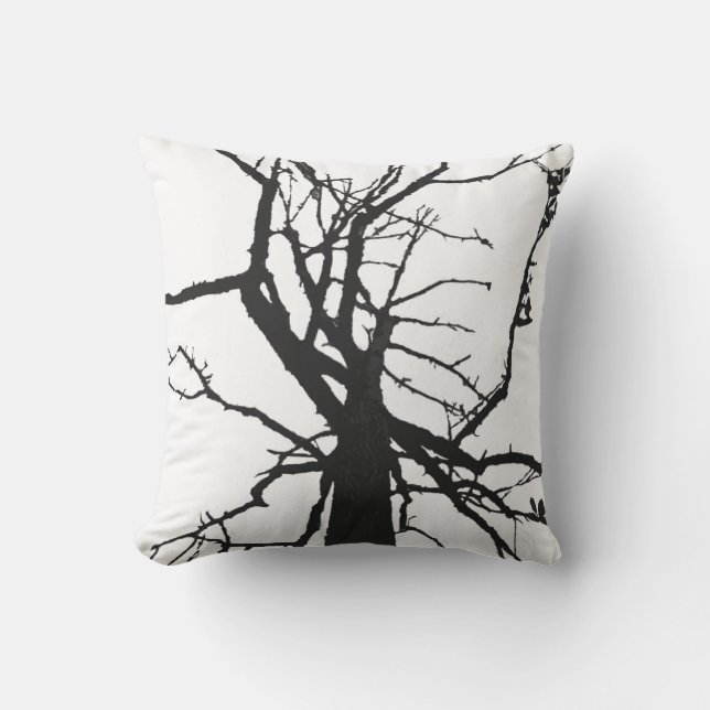 Arbre noir et blanc Haut Coussin extérieur Abstrai (Recto)