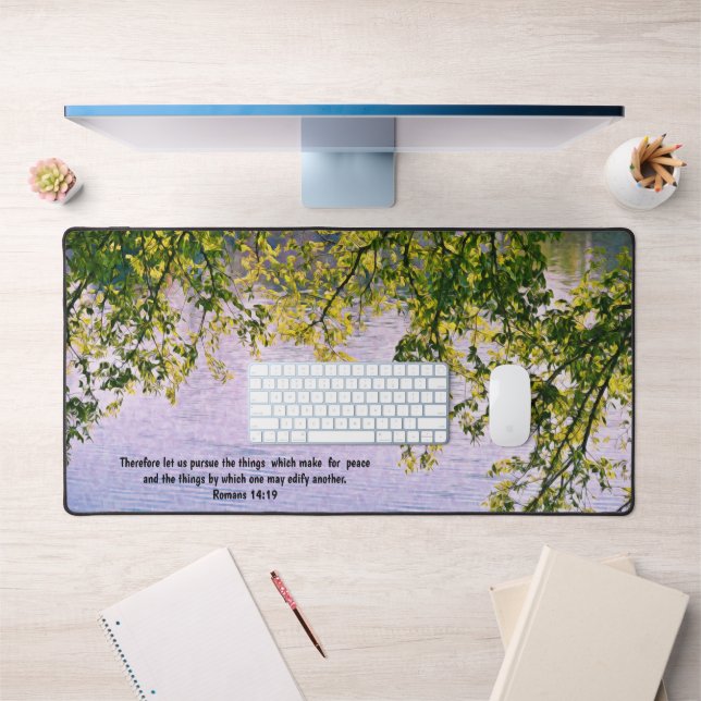 Arbre paisible et eau du lac avec la Bible Verse (Bureau 1)