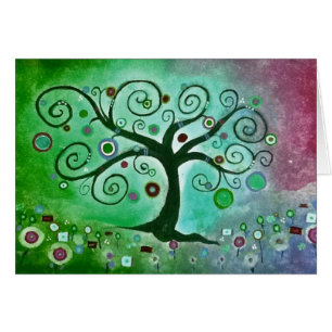 Arbre rose vert de tonalités des beaux-arts