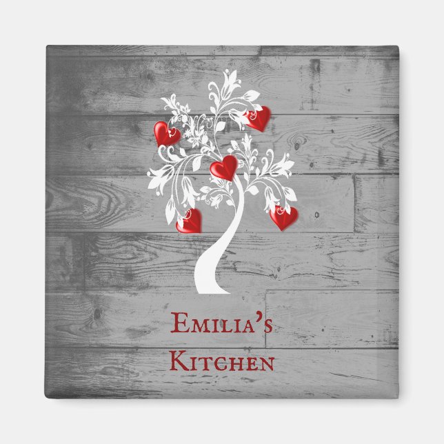 Arbre rouge des coeurs Magnet personnalisé (Devant)