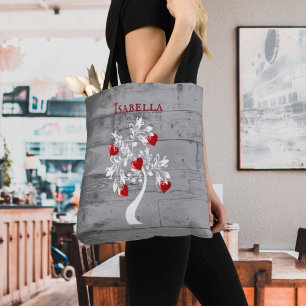 Arbre rouge des coeurs Sac fourre-tout personnalis