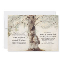 Arbre rustique et coeurs sculptés Invitations de m
