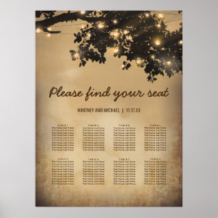 Arbre rustique vintage Tableau de sièges Mariage d