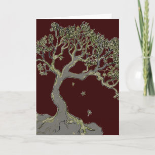Arbre solitaire, carte de voeux