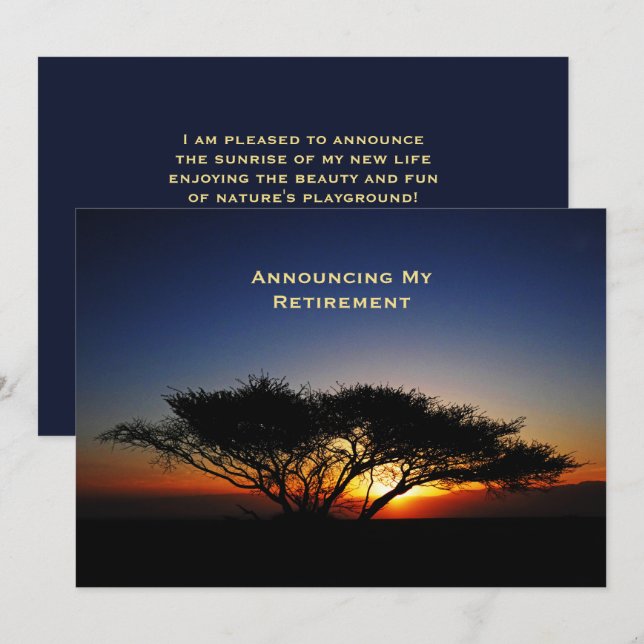 Arbre solitaire du Faire-part de retraite au lever (Devant / Derrière)