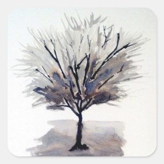 Arbre solo dans les autocollants monochromes