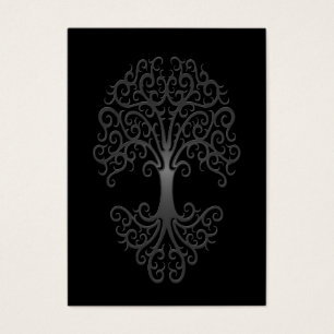 Arbre tribal de gris de la vie sur le noir