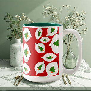 Arbre vert ornement de Noël Mug rouge