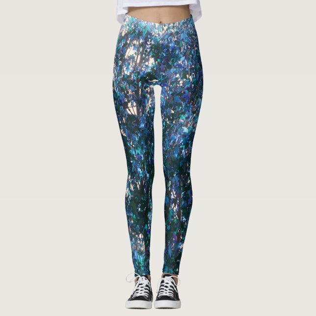 Arbres bleus Leggings d'art Abstrait (Devant)