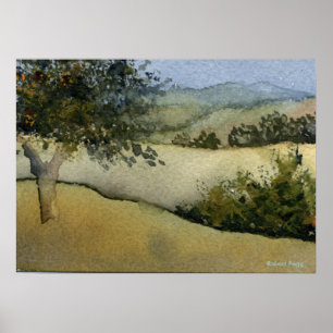 "Arbres dans un champ #1" Affiche paysagère