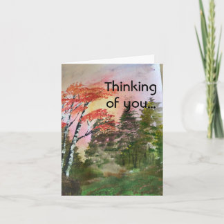 Arbres de bouleau d'automne pensant à vous carte