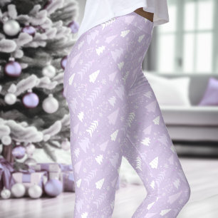 Arbres de lavande violet Hiver Leggings de Noël