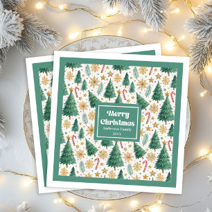 Arbres de Noël élégants Serviettes en papier aquar