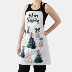 Arbres de Noël joyeux aquarelle Tablier de fêtes