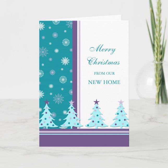 Arbres de Noël Nouvelle adresse Carte de Noël (Devant)