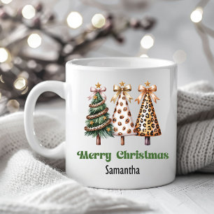 Arbres de Noël originaux léopard Mug personnalisé
