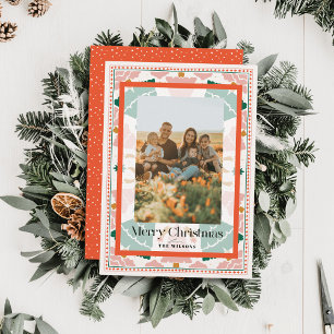 Arbres de Noël rose rétro Carte photo de vacances