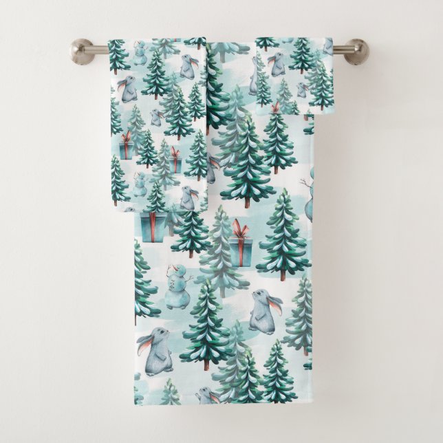 Arbres de Noël, Snowmen, lapins et cadeaux (En situation)