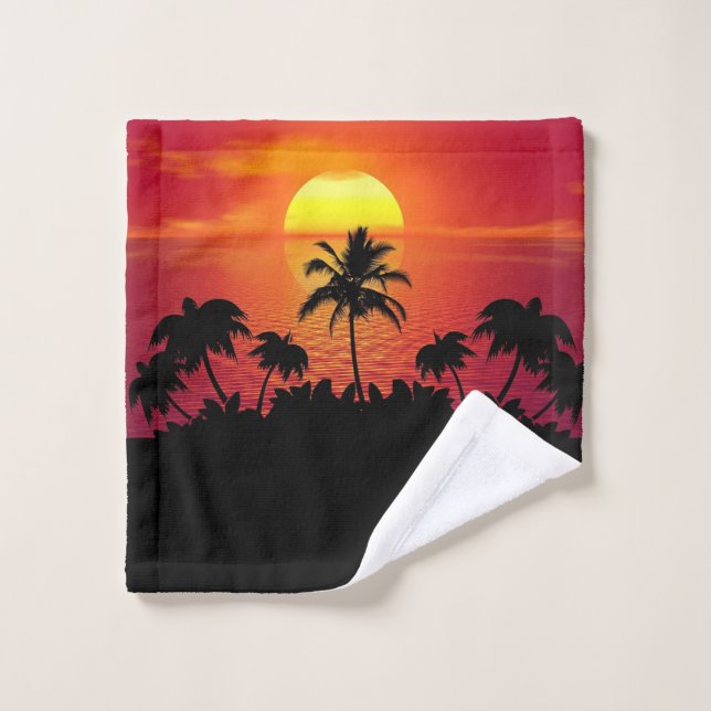 Arbres de palmiers couchés Silhouette-16515 (Gant de toilette)