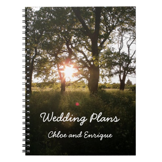 Arbres de silhouette et livre de plans de mariage (Devant)