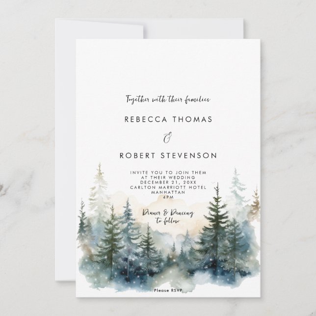 arbres d'hiver faire-part de mariage de vacances r (Devant)